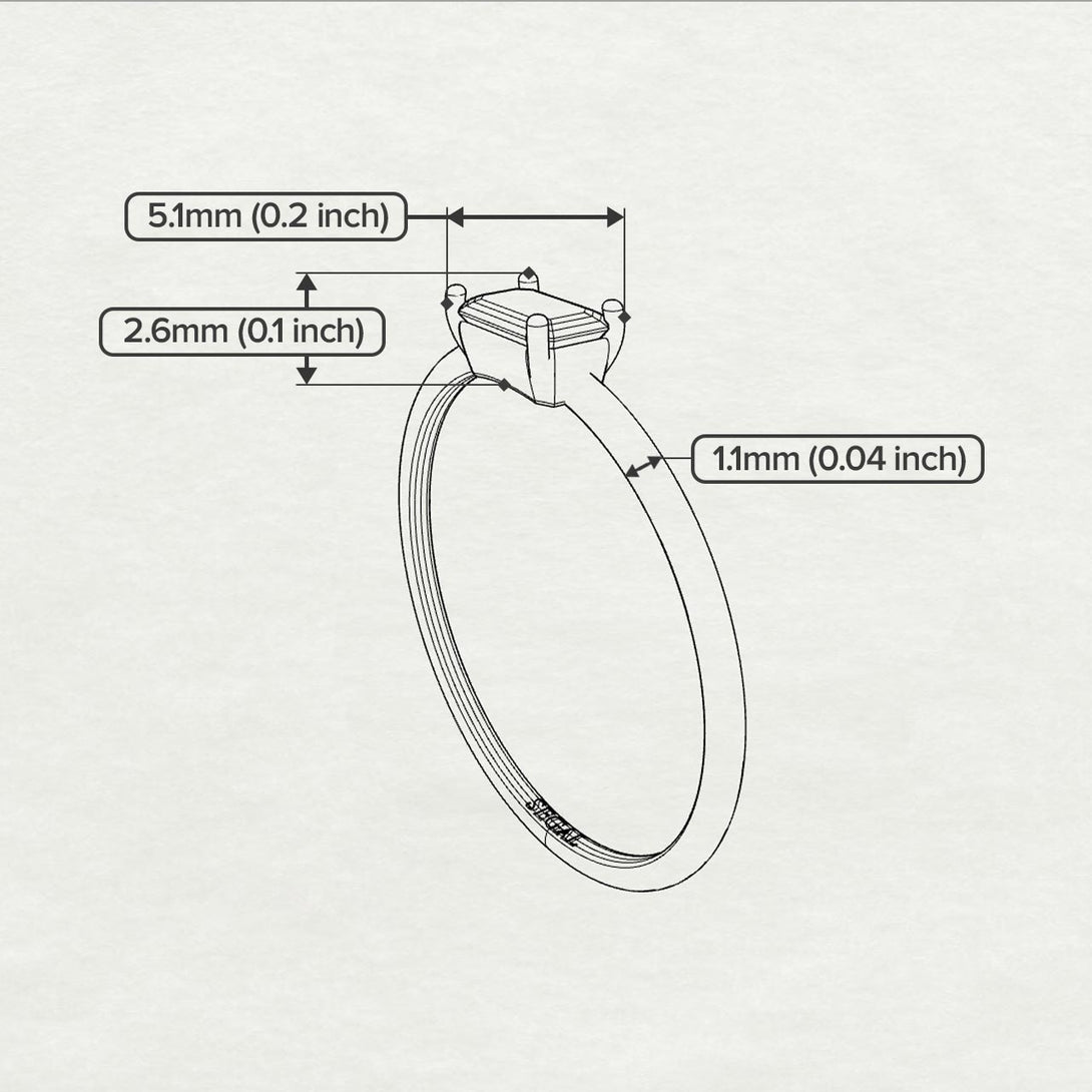 Two Tones Minimalist Emerald Cut Black Diamond Ring - Isla No. 20